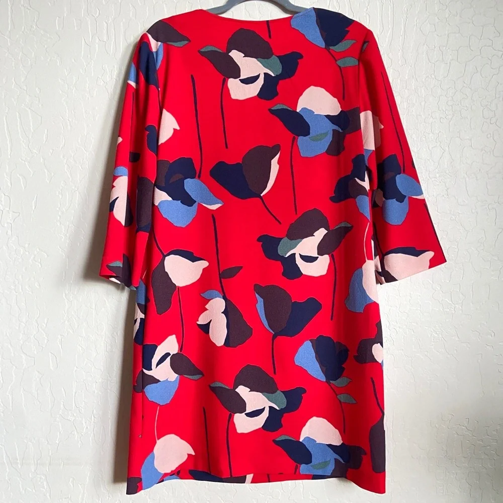 Boden Red Floral Midi Dress with Multicolor Blooms - Picture 3 of 6